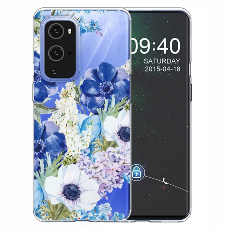 Deksel OnePlus 9 Akvarellblå Blomster