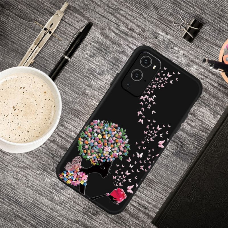 Deksel OnePlus 9 Kvinne Med Blomsterhode Anti-fall