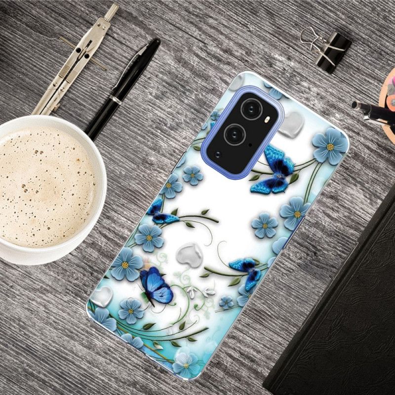 Deksel OnePlus 9 Retro Sommerfugler Og Blomster Beskyttelse