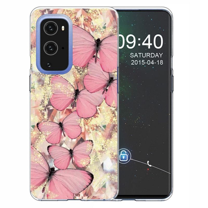 Deksel OnePlus 9 Rosa Sommerfugler Sommerfugler