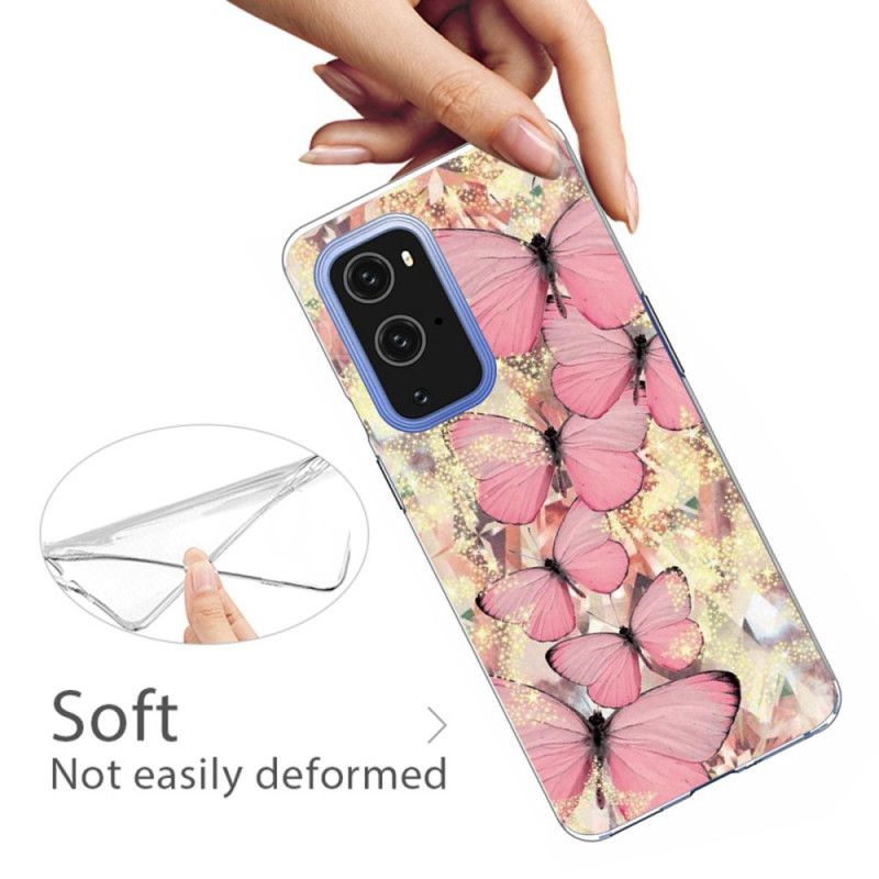 Deksel OnePlus 9 Rosa Sommerfugler Sommerfugler