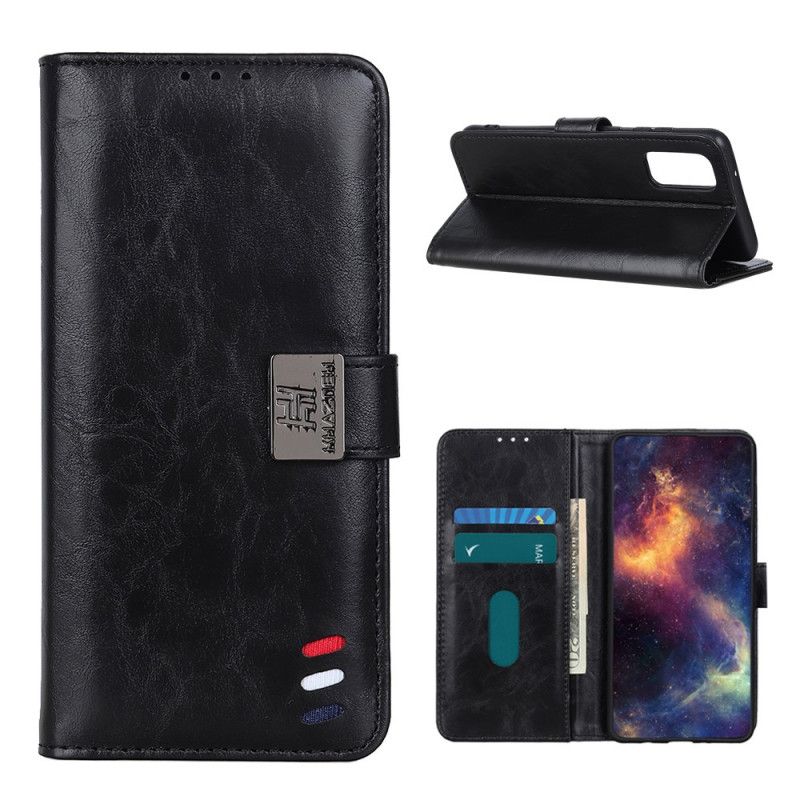 Folio Deksel for OnePlus 9 Svart Vintage Trefarget Skinneffekt