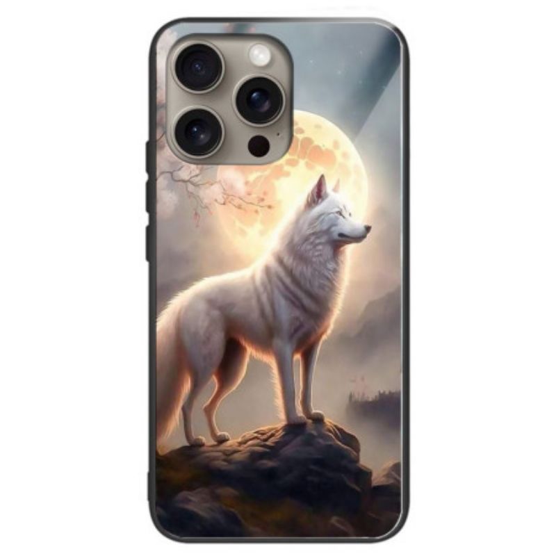 Deksel iPhone 16 Pro Moonlight Wolf Herdet Glass