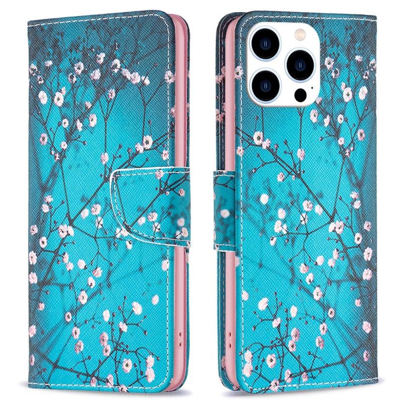 Folio Deksel iPhone 16 Pro Blomstrende Grener