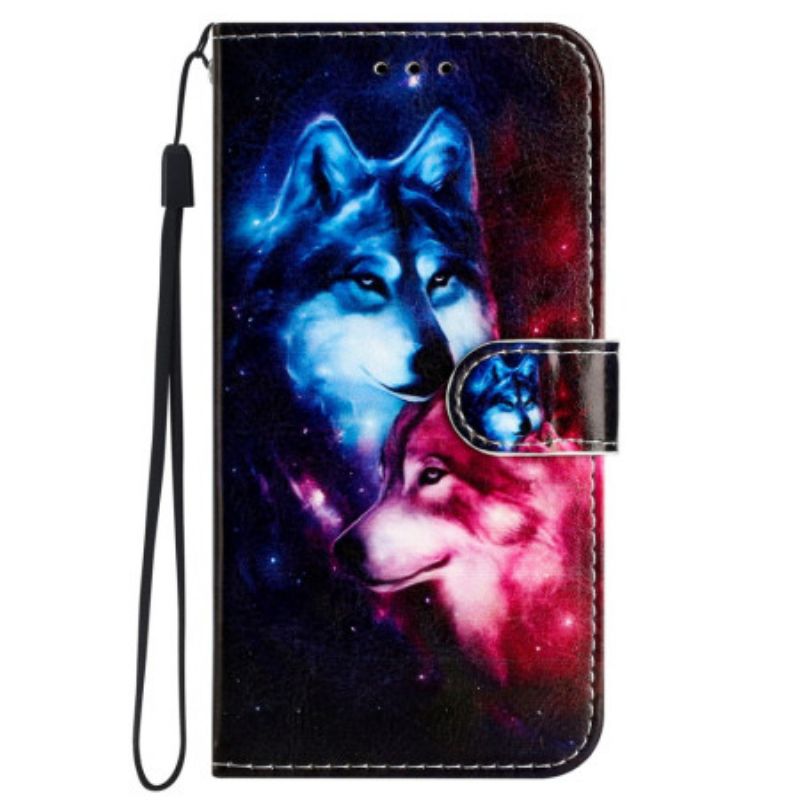 Folio Deksel iPhone 16 Pro Lanyard Wolves Beskyttelse Deksel