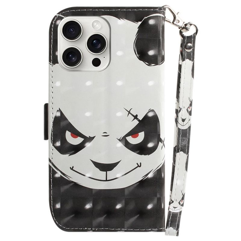 Folio Deksel iPhone 16 Pro Sint Panda Med Stropp