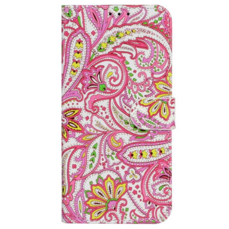 Folio Deksel iPhone 16 Pro Strappy Med Blomstertrykk