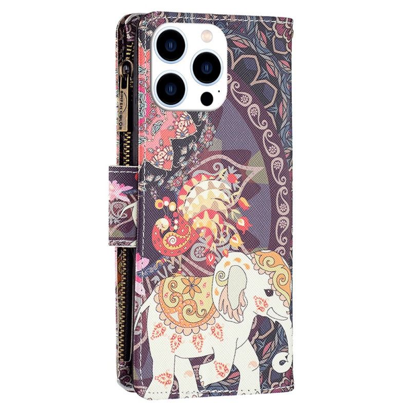 Folio Deksel iPhone 16 Pro Tribal Elephant Wallet Beskyttelse Deksel