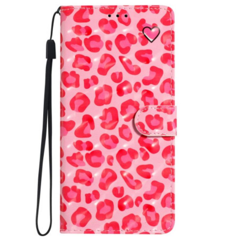 Lærdeksel Folio Deksel iPhone 16 Pro Mobildeksel Rosa Leopardstropp