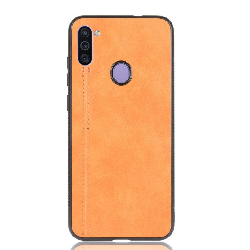 Deksel for Samsung Galaxy M11 Svart Sydd Skinneffekt