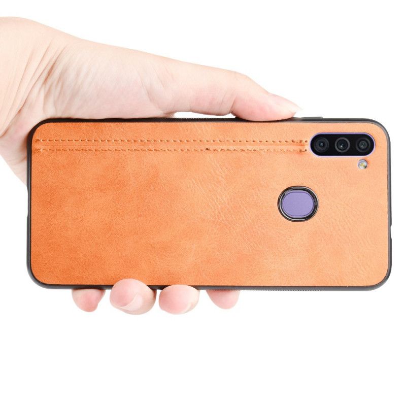 Deksel for Samsung Galaxy M11 Svart Sydd Skinneffekt