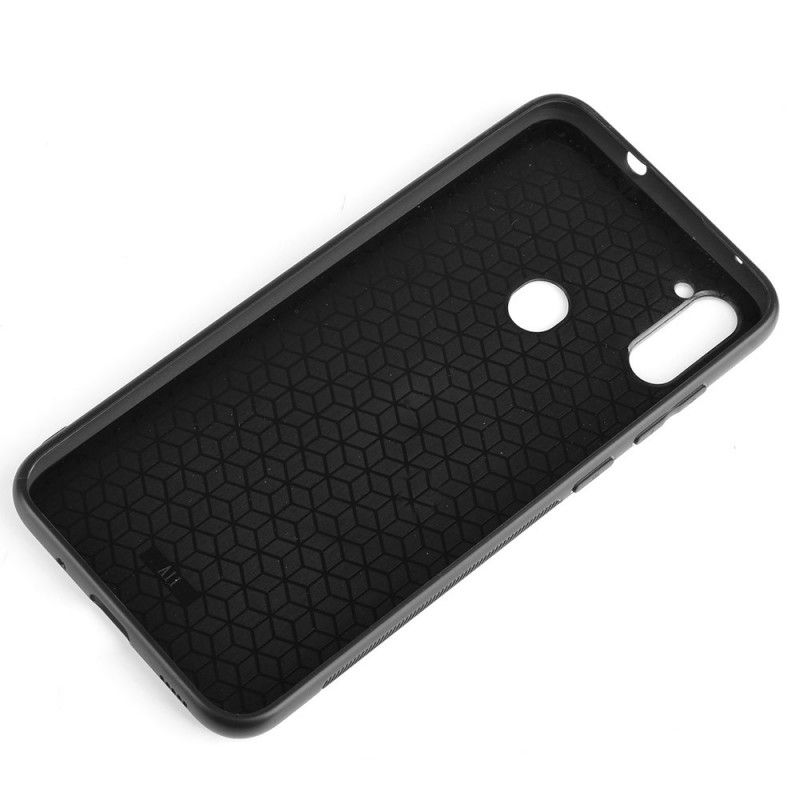 Deksel for Samsung Galaxy M11 Svart Sydd Skinneffekt