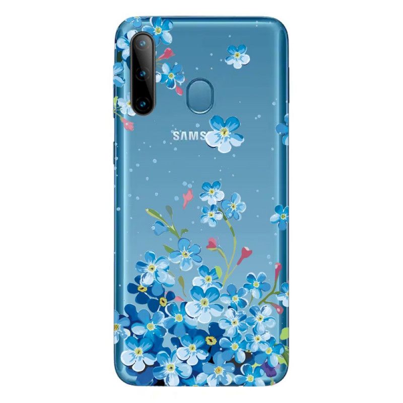 Deksel Samsung Galaxy M11 Blå Blomster