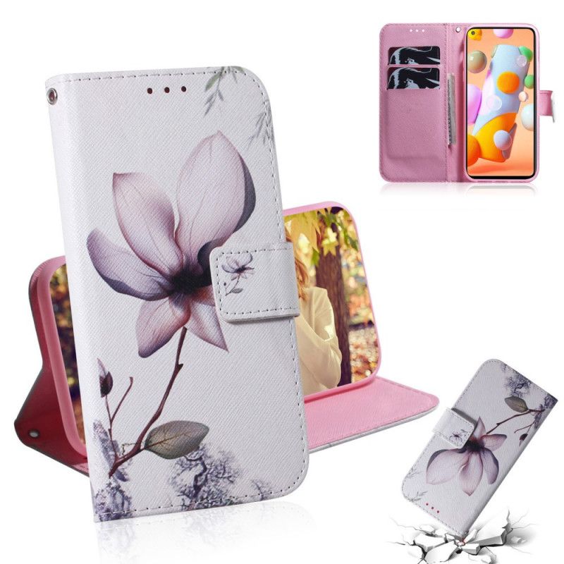 Folio Deksel Samsung Galaxy M11 Gammel Roseblomst