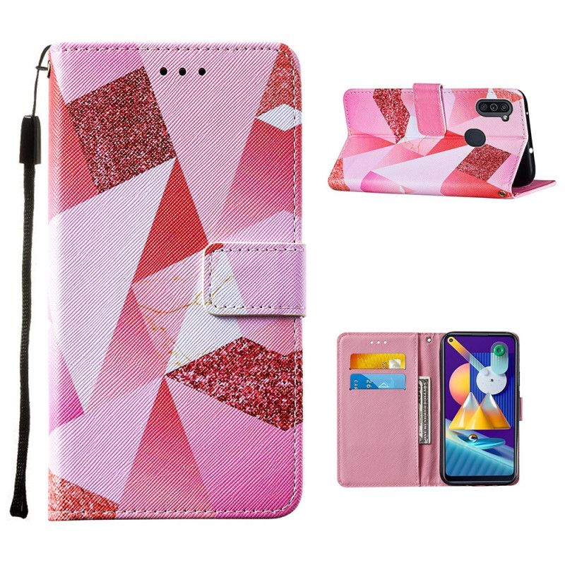 Folio Deksel Samsung Galaxy M11 Rosa Grafikk Anti-fall