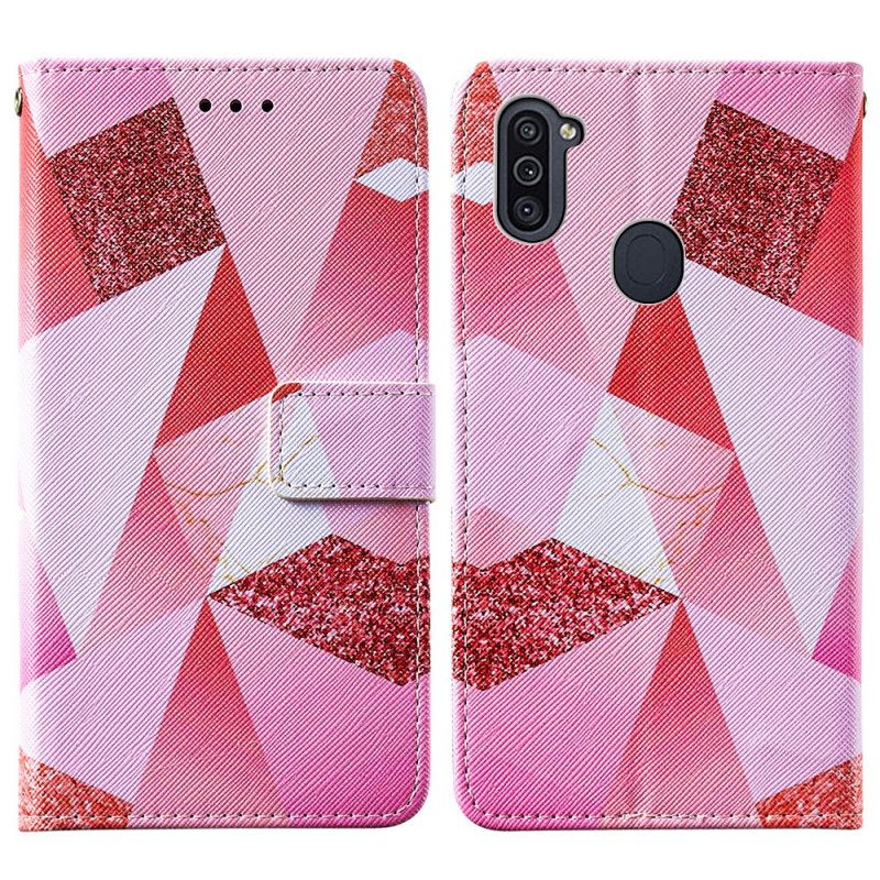 Folio Deksel Samsung Galaxy M11 Rosa Grafikk Anti-fall