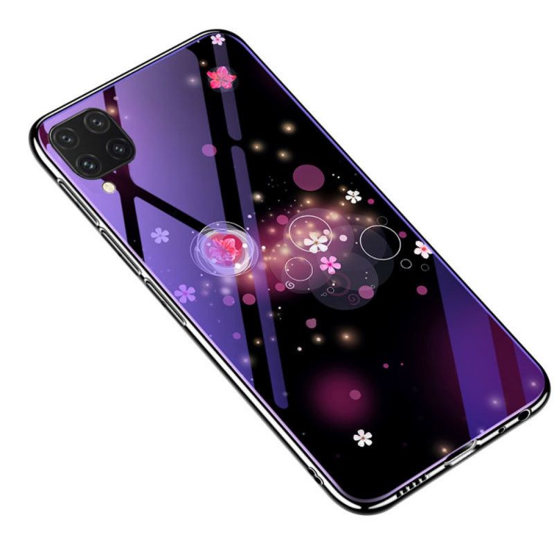 Deksel Huawei P40 Lite Lilla Herdet Glass Og Blomstersilikon