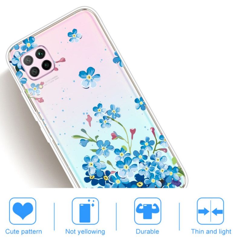 Deksel Huawei P40 Lite Mobildeksel Bukett Med Blå Blomster