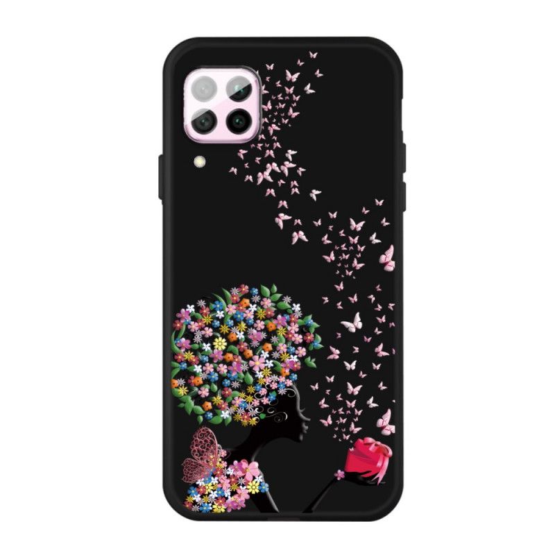 Deksel Huawei P40 Lite Mobildeksel Kvinne Med Et Blomsterhode