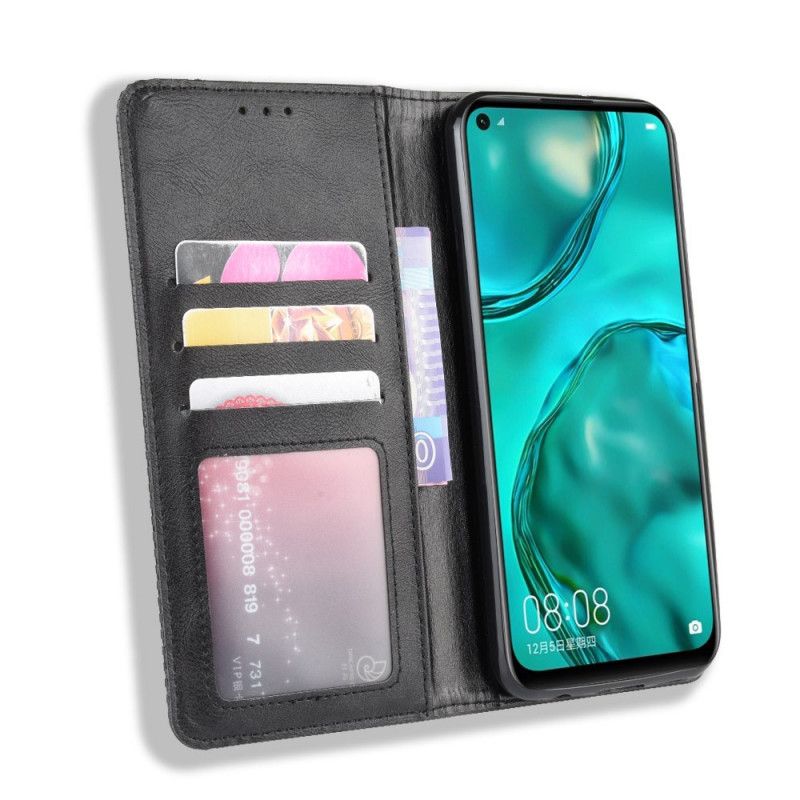 Folio Deksel for Huawei P40 Lite Svart Stilisert Vintage Skinneffekt