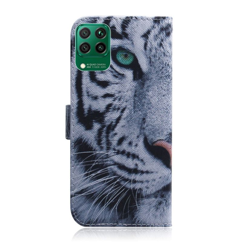 Folio Deksel Huawei P40 Lite Hvit Tiger Beskyttelse