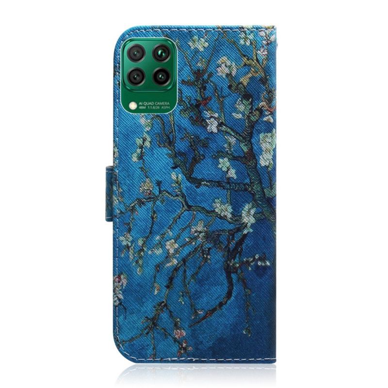 Lærdeksel Folio Deksel Huawei P40 Lite Blomstrende Grener