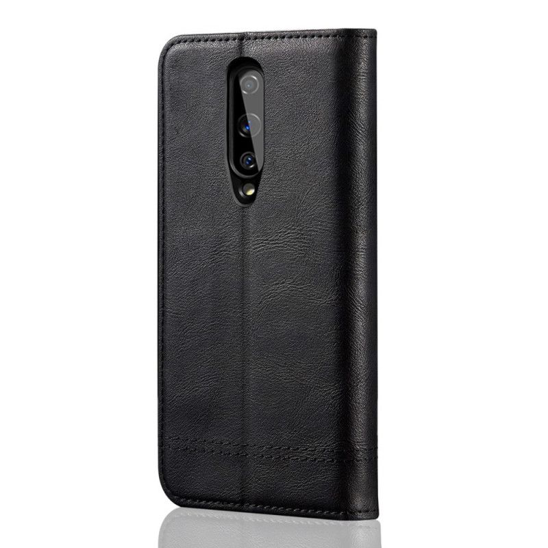 Folio Deksel OnePlus 8 Svart Sydd Skinneffekt