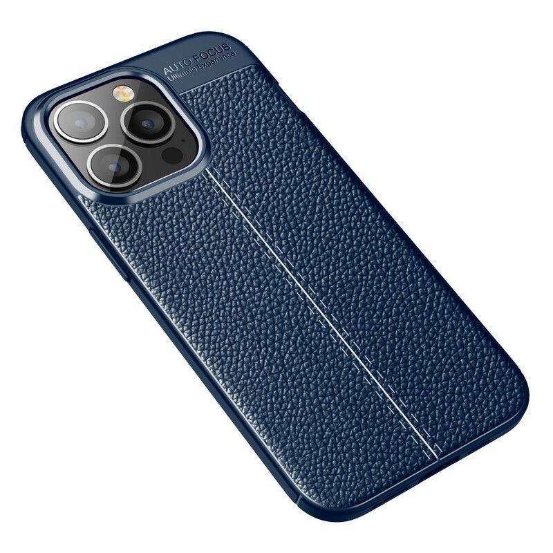 Deksel iPhone 13 Pro Double Line Litchi Leather Effect