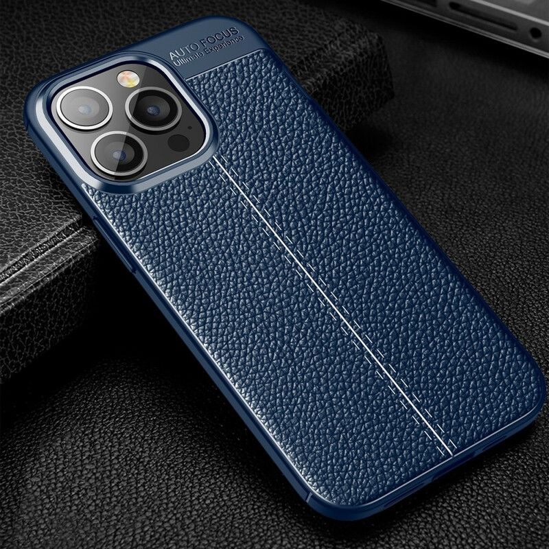 Deksel iPhone 13 Pro Double Line Litchi Leather Effect