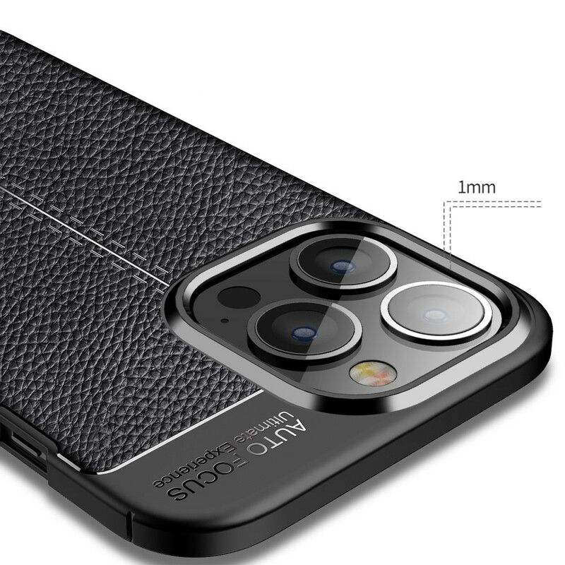 Deksel iPhone 13 Pro Double Line Litchi Leather Effect