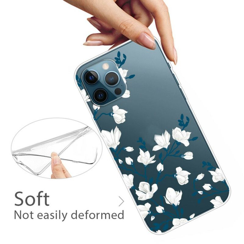 Deksel iPhone 13 Pro Hvite Blomster