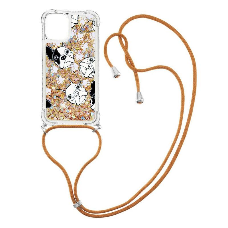 Deksel iPhone 13 Pro Mobildeksel Sequin Drawstring Dogs