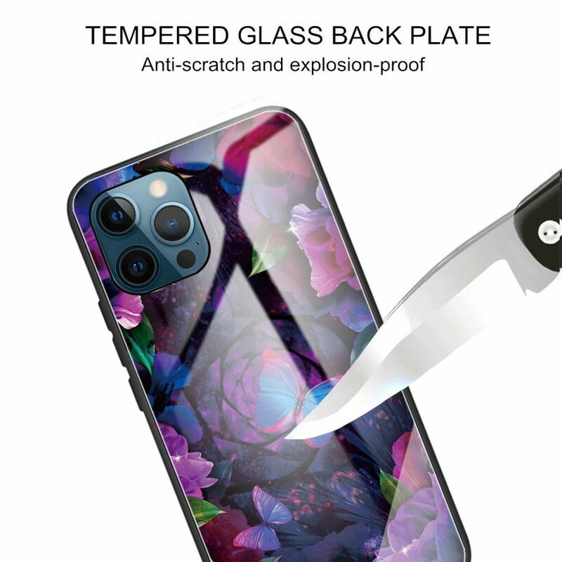 Deksel iPhone 13 Pro Mobildeksel Sommerfuglvariasjon I Herdet Glass