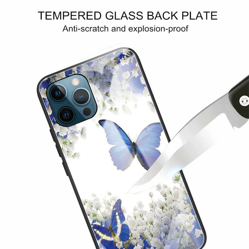 Deksel iPhone 13 Pro Sommerfugldesign I Herdet Glass