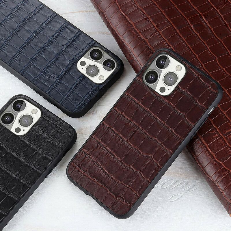 Deksel Til iPhone 13 Pro Ekte Crocodile Texture Leather