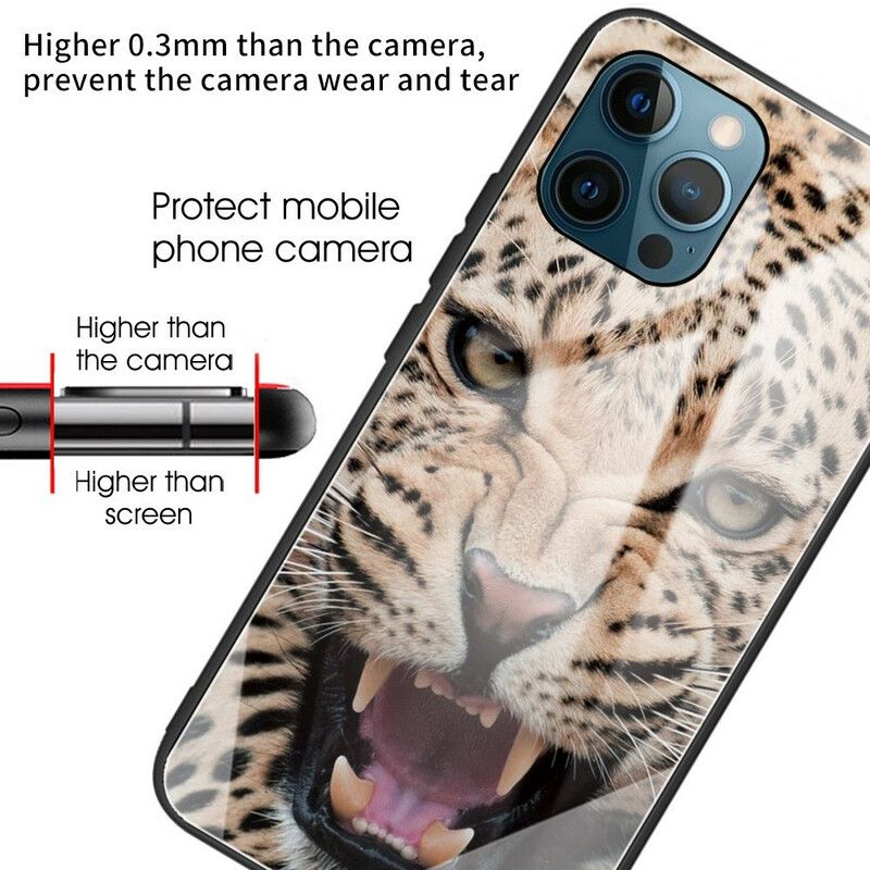 Deksel Til iPhone 13 Pro Leopard Herdet Glass