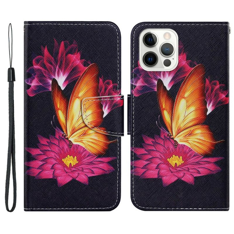 Folio Deksel iPhone 13 Pro Butterfly And Lotus