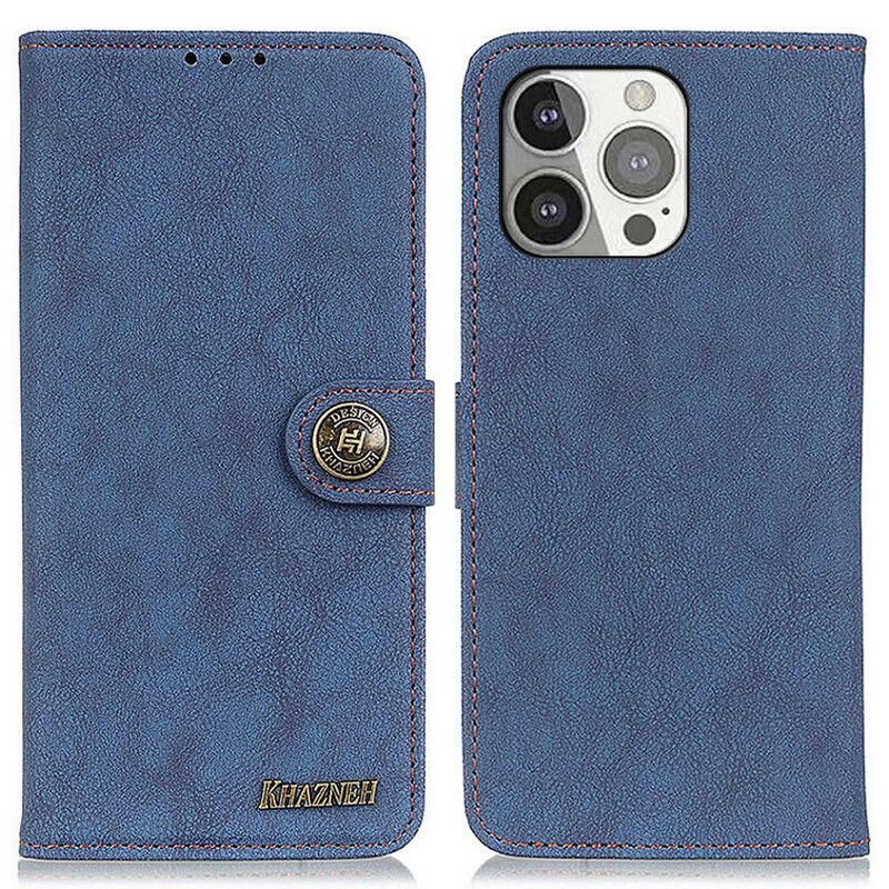 Folio Deksel iPhone 13 Pro Faux Leather Split Retro Khazneh