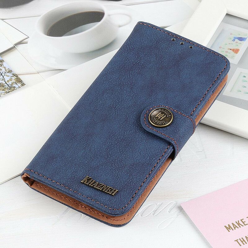 Folio Deksel iPhone 13 Pro Faux Leather Split Retro Khazneh