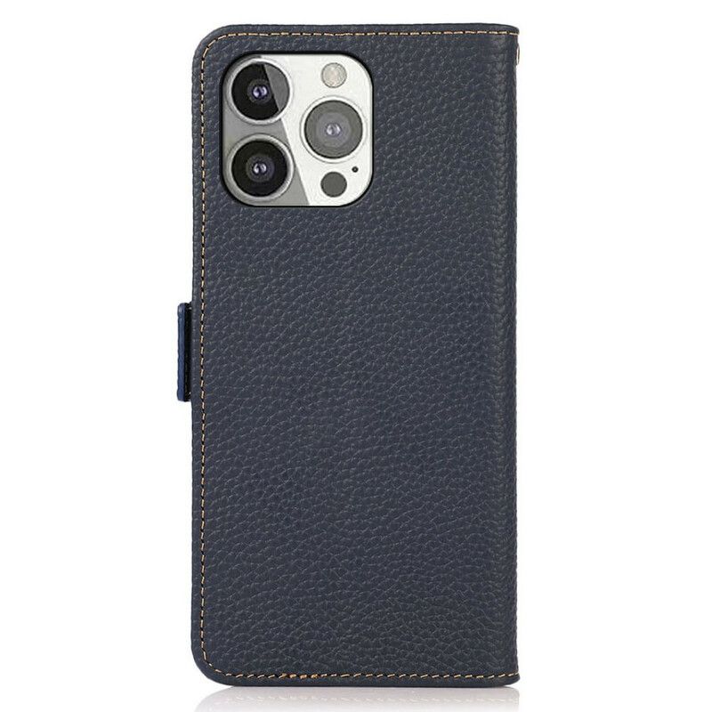 Folio Deksel iPhone 13 Pro Lychee Leather Rfid Khazneh