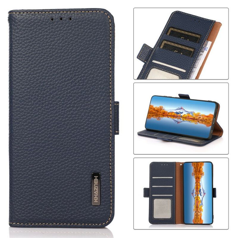 Folio Deksel iPhone 13 Pro Lychee Leather Rfid Khazneh