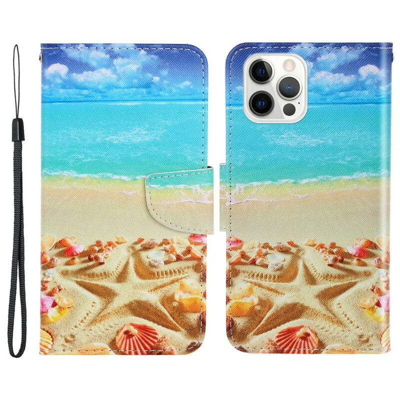 Folio Deksel iPhone 13 Pro Strappy Beach Beskyttelse Deksel