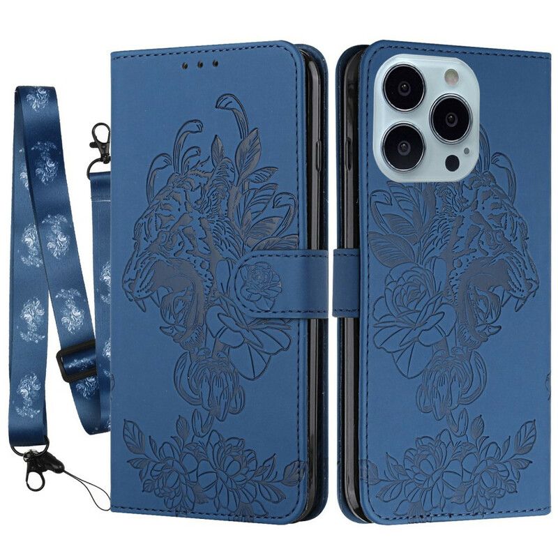 Folio Deksel iPhone 13 Pro Tiger Baroque Strap Beskyttelse Deksel