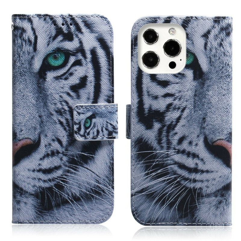 Folio Deksel iPhone 13 Pro Tiger Face Beskyttelse Deksel