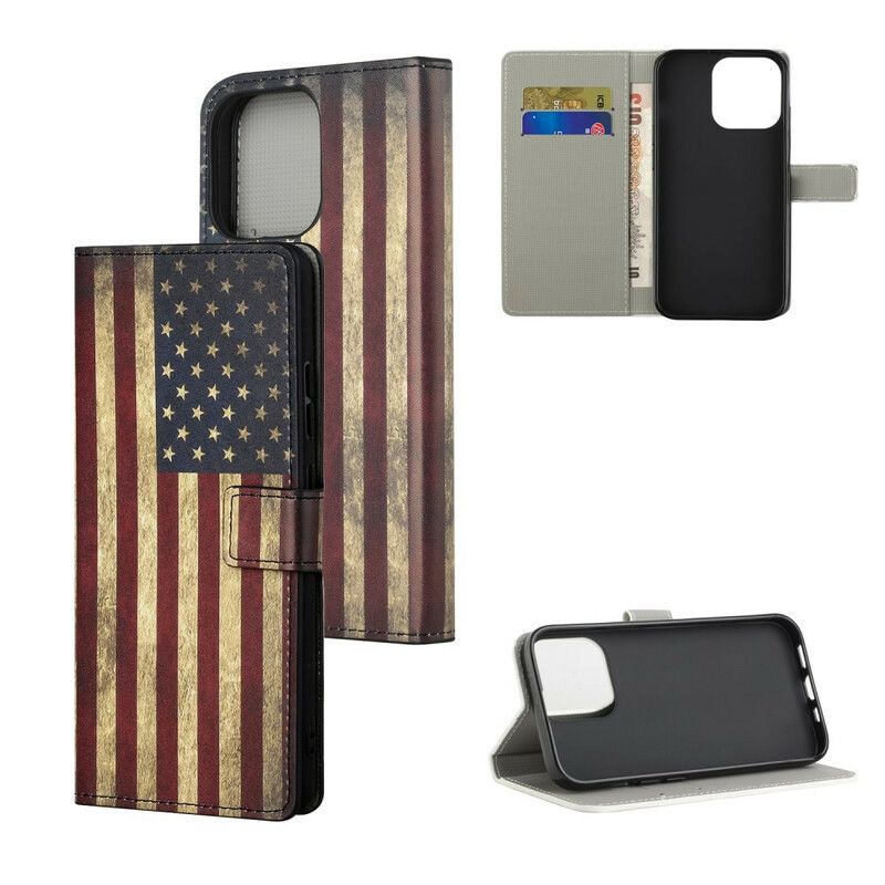 Folio Deksel iPhone 13 Pro Usa-flagg