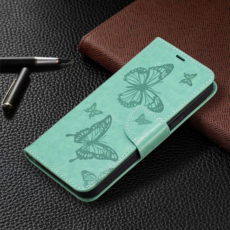 Folio Deksel Til iPhone 13 Pro Butterflies Printed Strappy