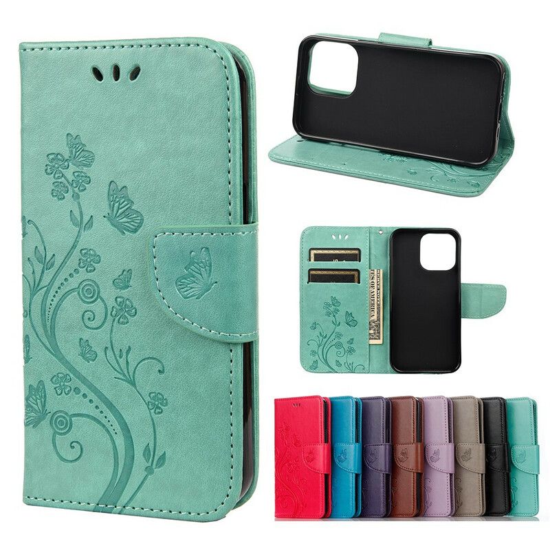 Folio Deksel Til iPhone 13 Pro Floral Strappy