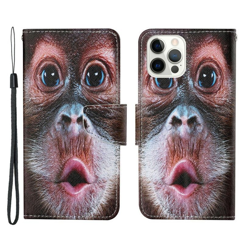 Lærdeksel Folio Deksel iPhone 13 Pro Thong Monkey