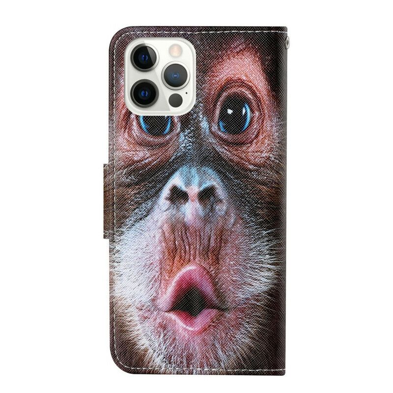 Lærdeksel Folio Deksel iPhone 13 Pro Thong Monkey