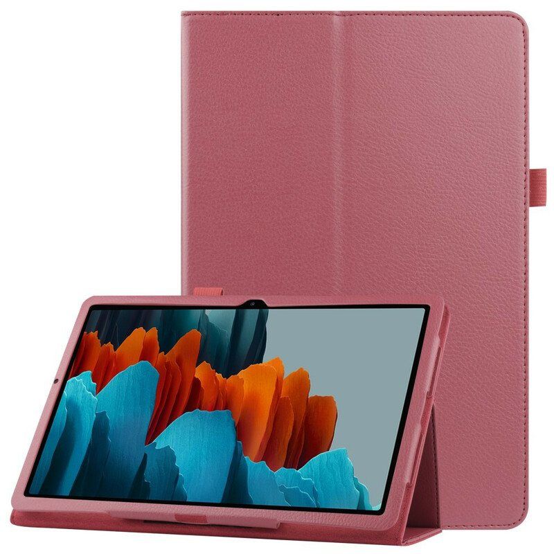 Etui Til Samsung Galaxy Tab S8 Plus / Tab S7 Plus Litchi Imitert Skinn